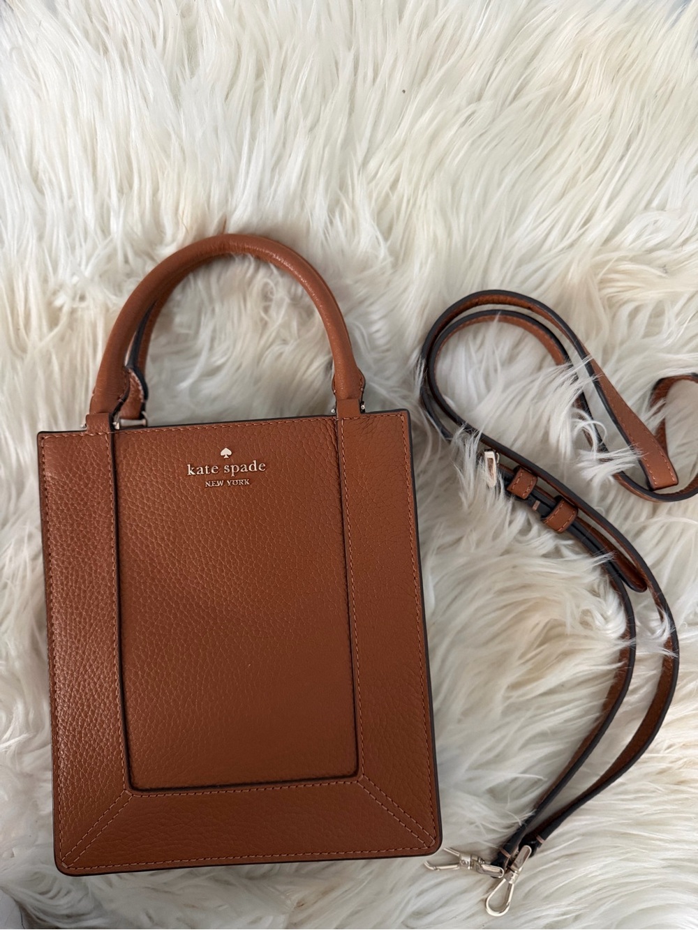 kate spade Brown Leather Mini Tote with Detachable Strap